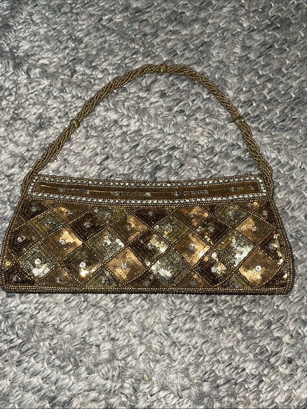 Gold Sequin Evening Clutch Shoulder Bag